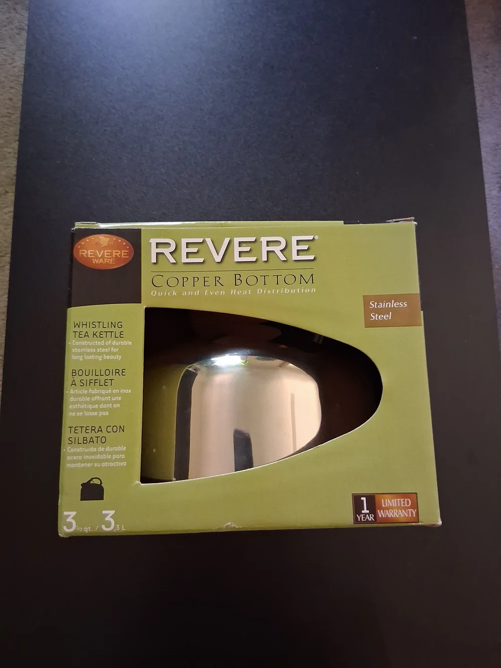 Vintage Revere Ware Copper Bottom Whistling Tea Kettle 3.5 Qt Model 352701